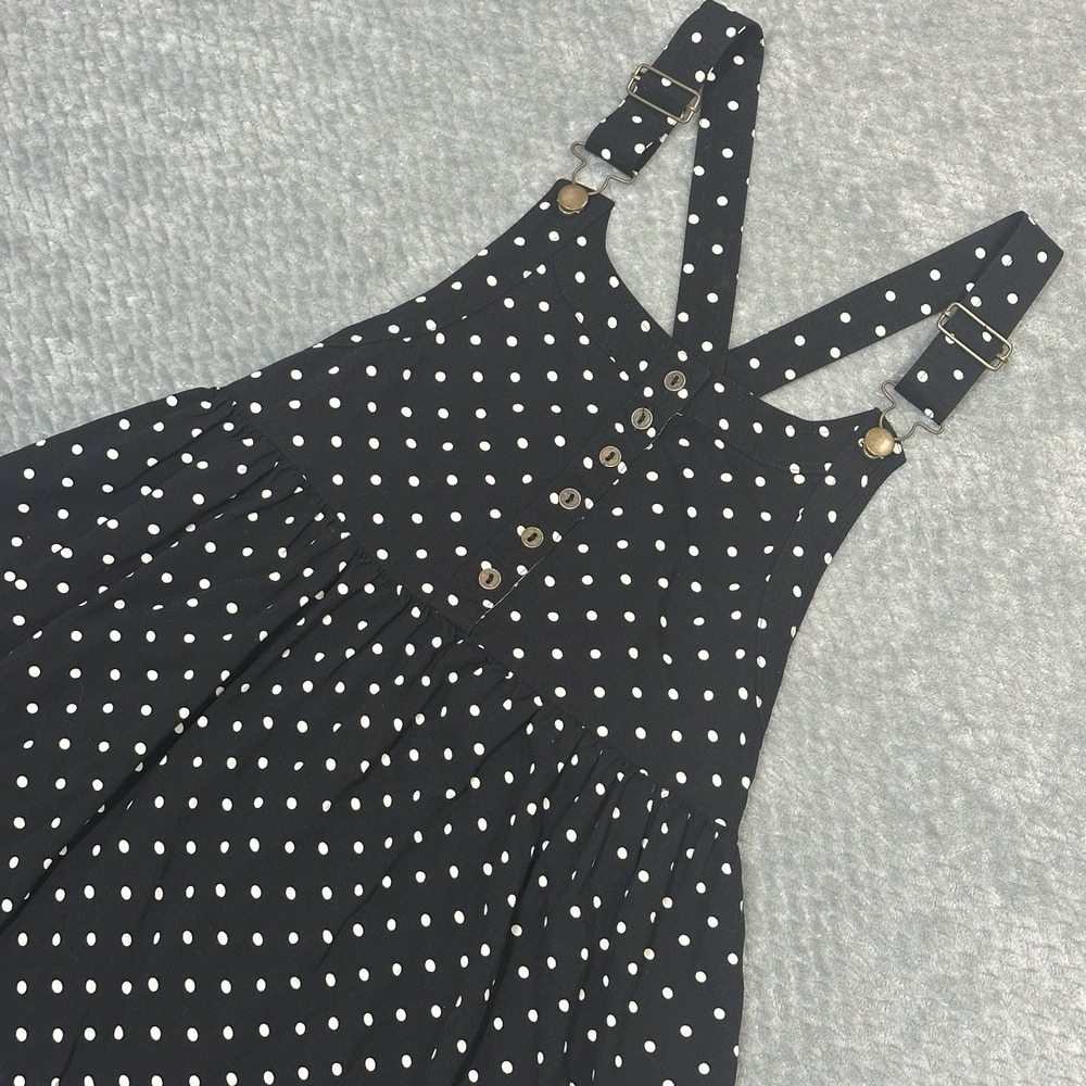 Overalls Dress Pinafore Women's Small Polka Dot Mini Jumper Adjustable Straps - Picture 7 of 11